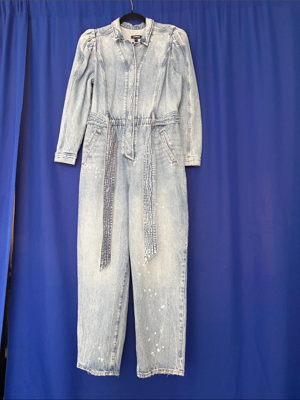 Light Wash Denim Jumpsuit Jeans with Belt